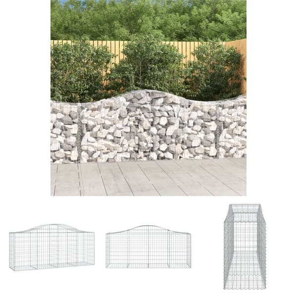 The Living Store buet gabionkurv 200x50x80/100 cm galvaniseret jern -  Plantekrukker