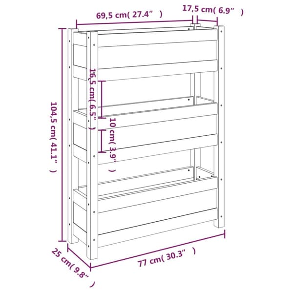 The Living Store plantekasse 77x25x104,5 cm massivt fyrretræ grå - Plantekrukker