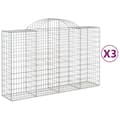 Miniatyrbillede 3 af 7: The Living Store buede gabionkurve 3 stk. 200x50x120/140 cm galvaniseret jern -  Plantekrukker