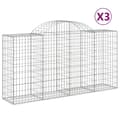 Miniatyrbillede 3 af 7: The Living Store buede gabionkurve 3 stk. 200x50x100/120 cm galvaniseret jern -  Plantekrukker