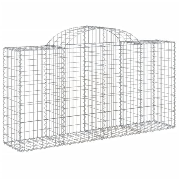 The Living Store buede gabionkurve 3 stk. 200x50x100/120 cm galvaniseret jern - Plantekrukker
