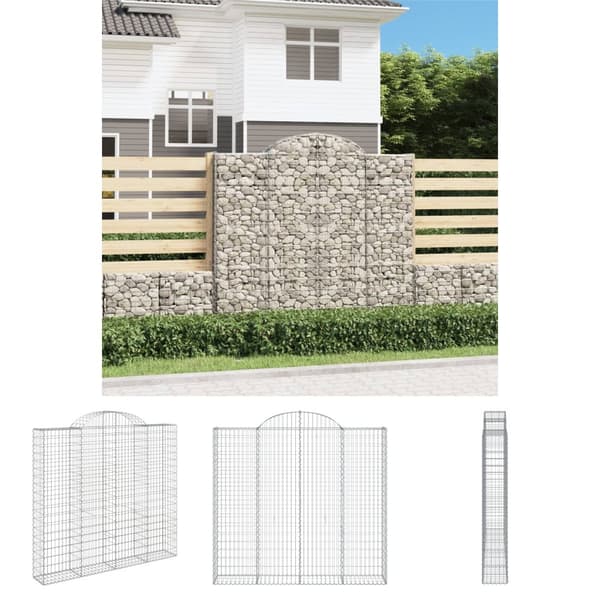The Living Store buet gabionkurv 200x50x180/200 cm galvaniseret jern -  Plantekrukker