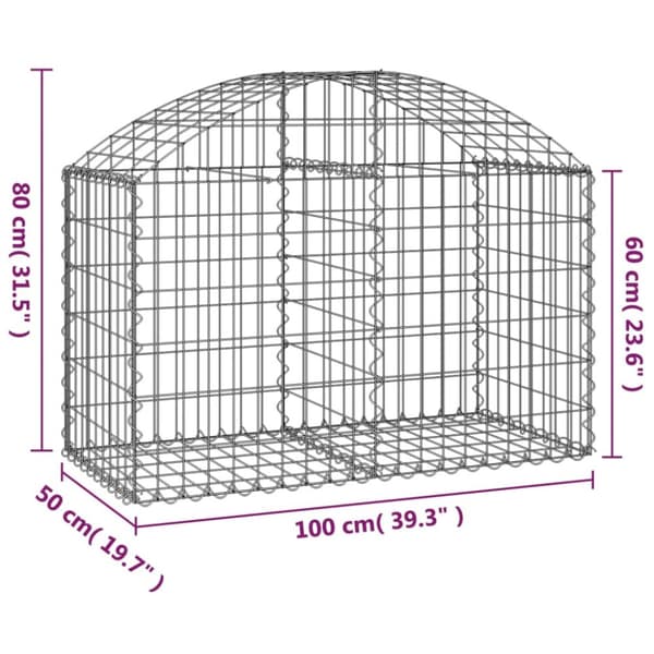 The Living Store buet gabionkurv 100x50x60/80 cm galvaniseret jern -  Plantekrukker