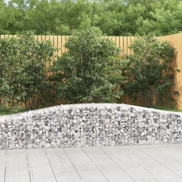 The Living Store Gabion bågformad 400x50x40/60 cm galvaniserat järn -  Krukor & odlingslådor