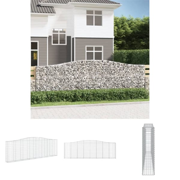 The Living Store Gabion bågformad 400x30x120/140 cm galvaniserat järn -  Krukor & odlingslådor