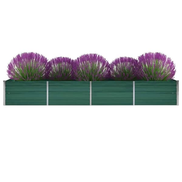 The Living Store forhøjet plantekasse 320x80x45 cm galvaniseret stål grøn -  Plantekrukker