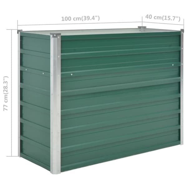 The Living Store forhøjet plantekasse 100x40x77 cm galvaniseret stål grøn -  Plantekrukker