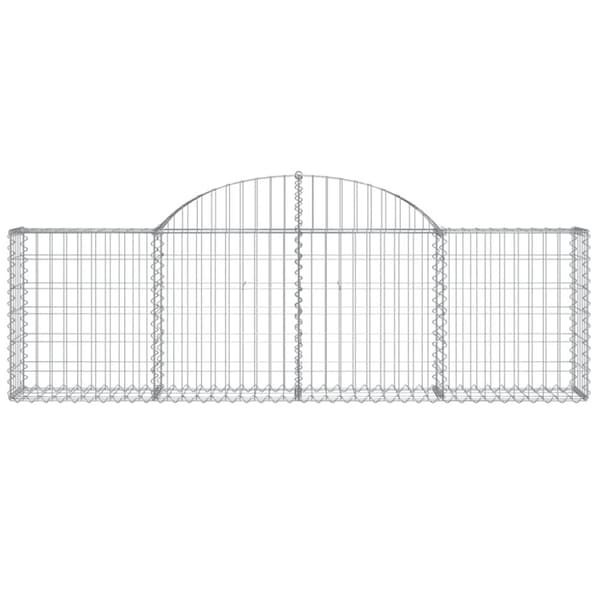 The Living Store buede gabionkurve 2 stk. 200x30x60/80 cm galvaniseret jern - Plantekrukker