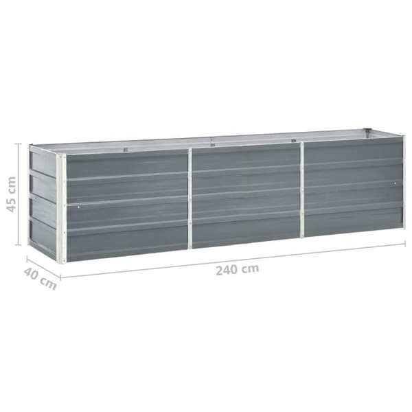The Living Store forhøjet plantekasse 240x40x45 cm galvaniseret stål grå -  Plantekrukker