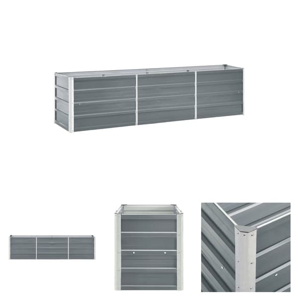 The Living Store forhøjet plantekasse 240x40x45 cm galvaniseret stål grå -  Plantekrukker