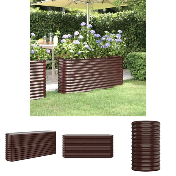 The Living Store Odlingslåda pulverlackerat stål 152x40x68 cm brun -  Krukor & odlingslådor