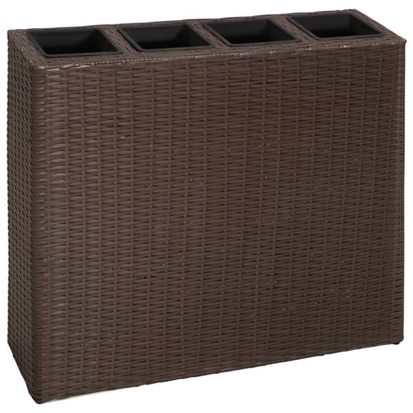 The Living Store plantekasser med 4 krukker 2 stk. polyrattan brun - Plantekrukker