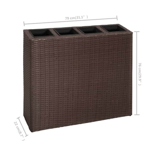 The Living Store plantekasser med 4 krukker 2 stk. polyrattan brun - Plantekrukker