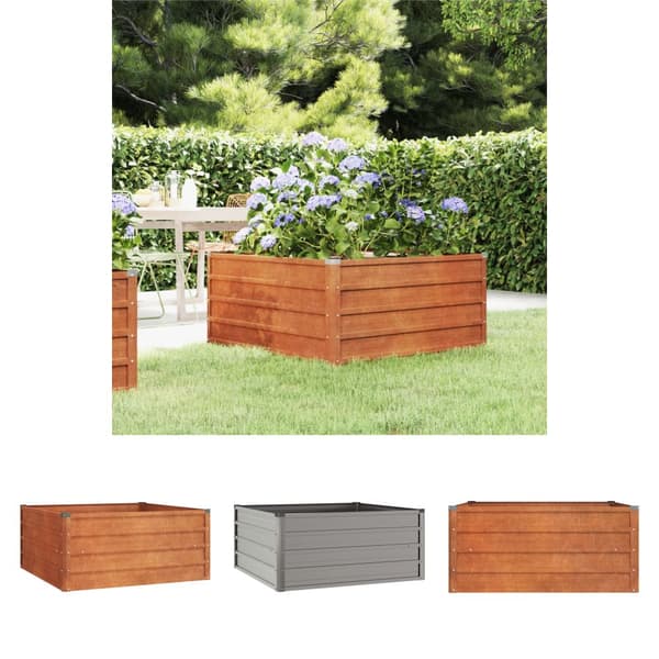 The Living Store Odlingslåda rostig 100x100x45 cm rosttrögt stål -  Krukor & odlingslådor