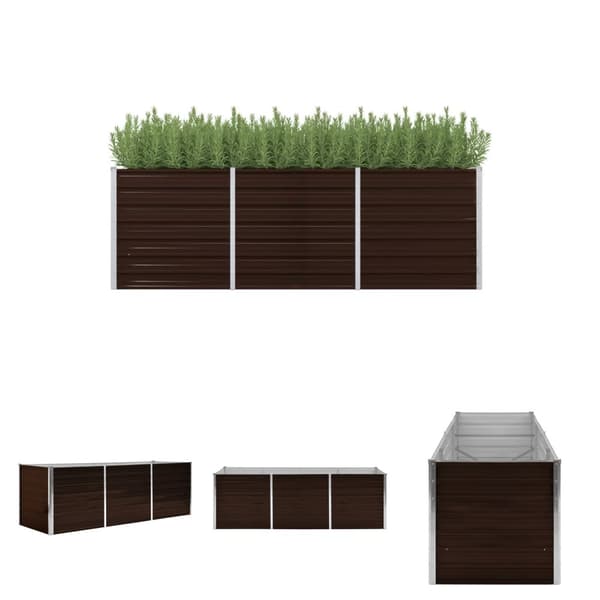 The Living Store hævet plantekasse 240x80x77 cm galvaniseret stål brun -  Plantekrukker