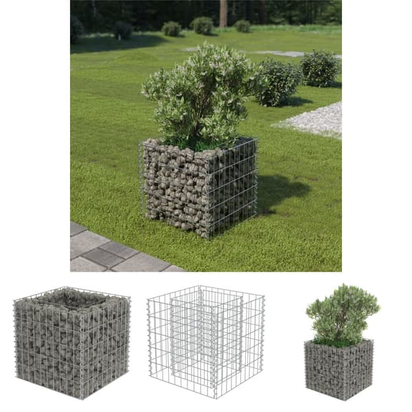 The Living Store gabion-højbed 50x50x50 cm galvaniseret stål -  Plantekrukker