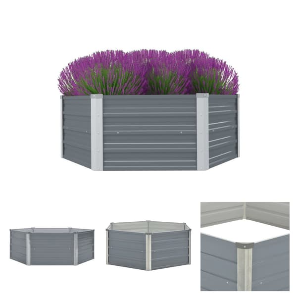 The Living Store hævet havekasse 129 x 129 x 46 gråt galvaniseret stål -  Plantekrukker