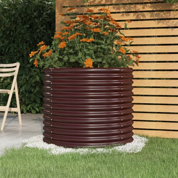 The Living Store plantekrukke 80x80x68 cm pulverlakeret stål brun - Plantekrukker
