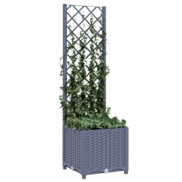 The Living Store plantekasse med espalier 40x40x136 cm PP mørkegrå -  Plantekrukker