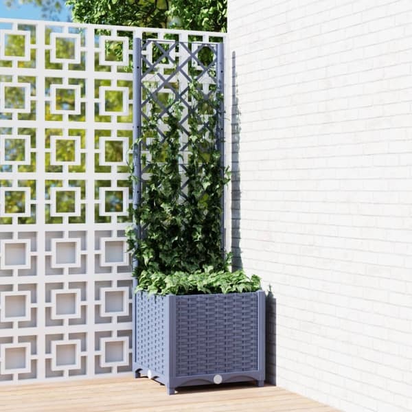 The Living Store plantekasse med espalier 40x40x136 cm PP mørkegrå -  Plantekrukker