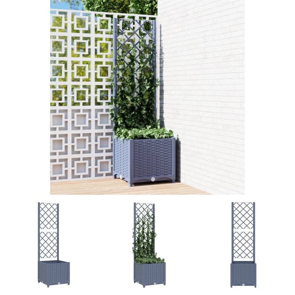 The Living Store plantekasse med espalier 40x40x136 cm PP mørkegrå -  Plantekrukker