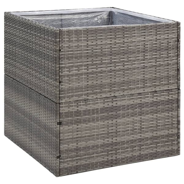 The Living Store plantekasse 80x80x80 cm polyrattan grå -  Plantekrukker