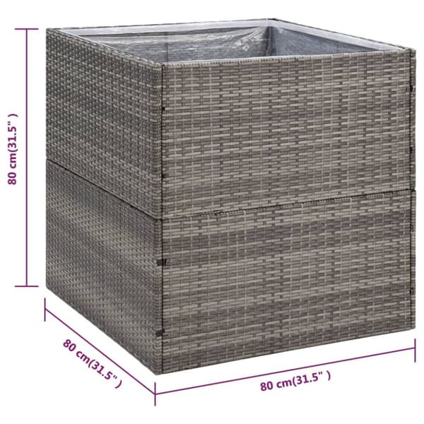 The Living Store plantekasse 80x80x80 cm polyrattan grå -  Plantekrukker