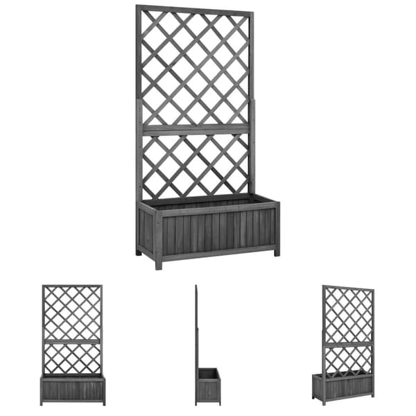 The Living Store plantekasse med espalier 70x30x135 cm massivt fyrretræ sort -  Plantekrukker