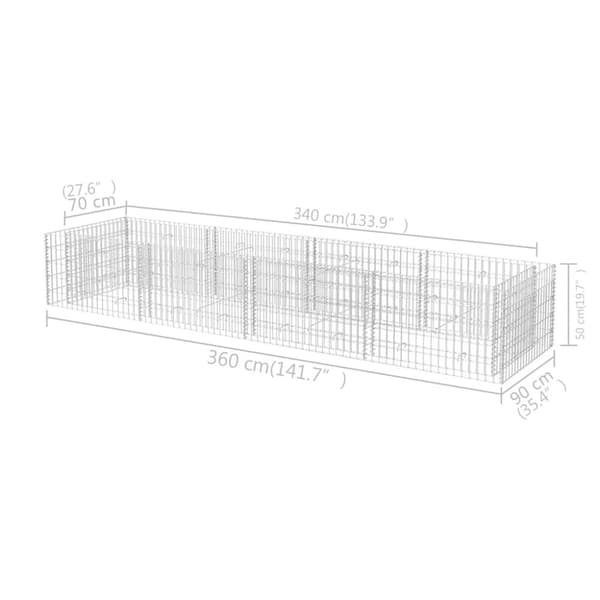 The Living Store gabion-højbed 360x90x50 cm stål -  Plantekrukker