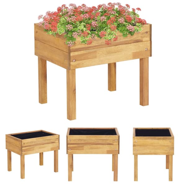 The Living Store forhøjet plantekasse 50 x 40 x 45 cm massivt akacietræ - Plantekrukker
