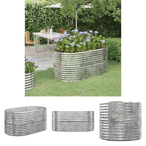 The Living Store Odlingslåda pulverlackerat stål 152x80x68 cm silver -  Krukor & odlingslådor