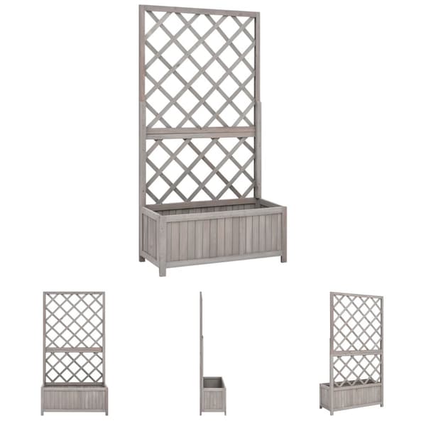 The Living Store plantekasse med espalier 70x30x135 cm massivt fyrretræ grå -  Plantekrukker