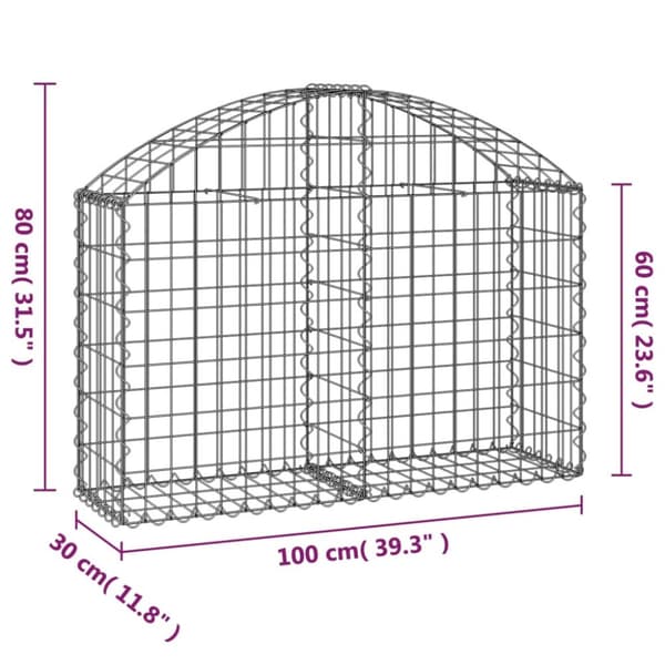 The Living Store buet gabionkurv 100x30x60/80 cm galvaniseret jern -  Plantekrukker