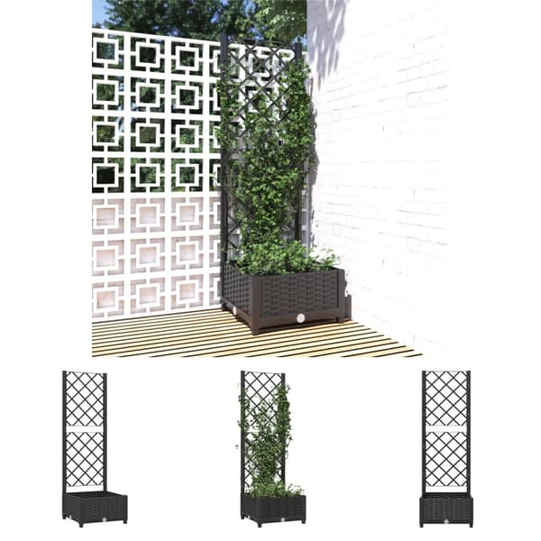 The Living Store plantekasse med espalier 40x40x121,5 cm PP sort -  Plantekrukker
