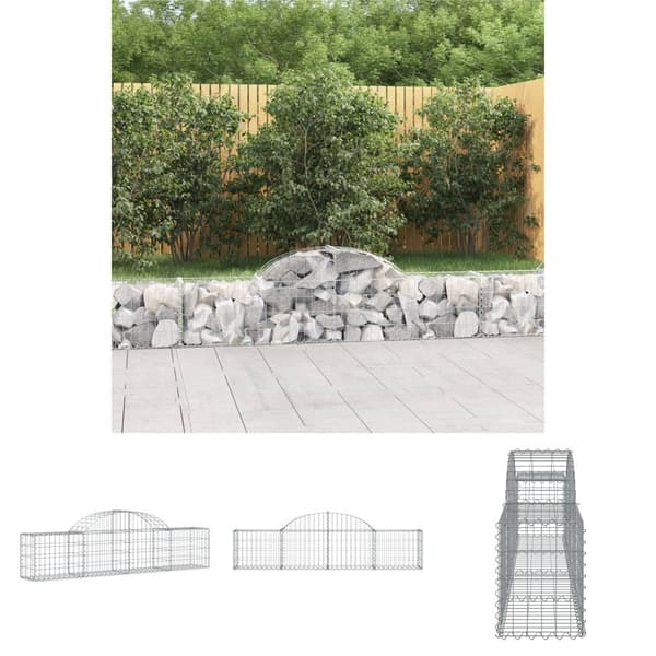 The Living Store buet gabionkurv 200x30x40/60 cm galvaniseret jern -  Plantekrukker