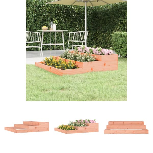 The Living Store plantekasse 107x107x27 cm massivt douglasgran - Plantekrukker