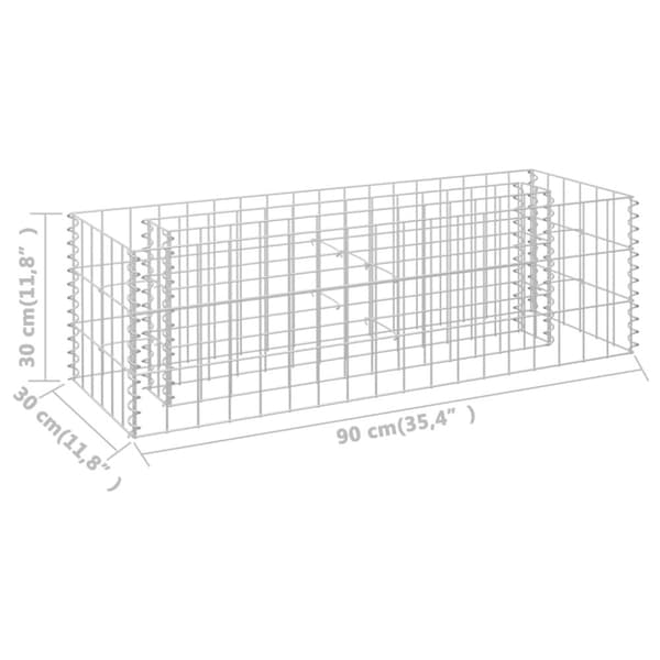 The Living Store Planteringsgabion upphöjd galvaniserat stål 90x30x30 cm - Krukor & odlingslådor
