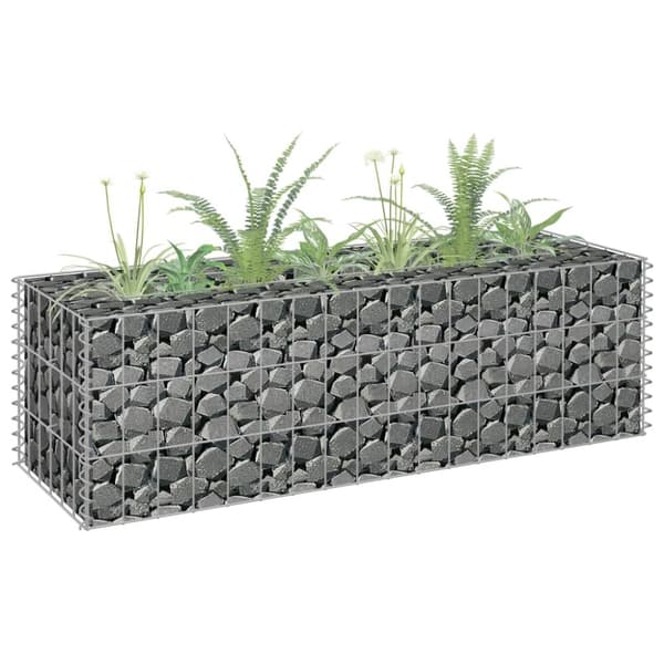 The Living Store Planteringsgabion upphöjd galvaniserat stål 90x30x30 cm - Krukor & odlingslådor