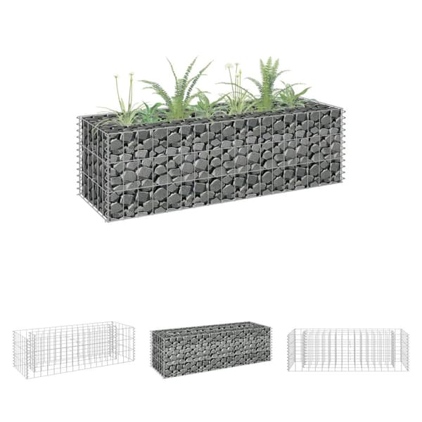 The Living Store Planteringsgabion upphöjd galvaniserat stål 90x30x30 cm - Krukor & odlingslådor