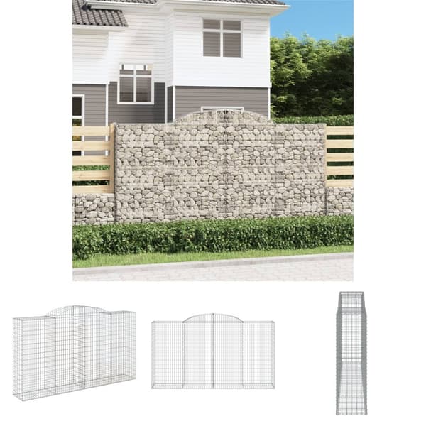 The Living Store buet gabionkurv 300x50x160/180 cm galvaniseret jern - Plantekrukker