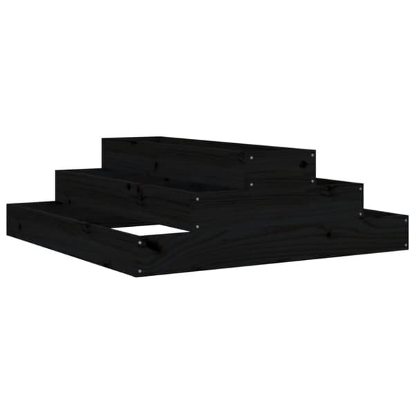 The Living Store plantekasse 80x80x27 cm massivt fyrretræ sort - Plantekrukker
