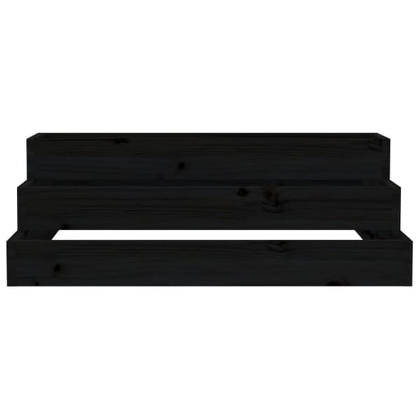 The Living Store plantekasse 80x80x27 cm massivt fyrretræ sort - Plantekrukker