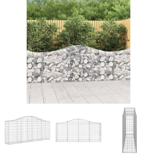 The Living Store buet gabionkurv 200x30x80/100 cm galvaniseret jern -  Plantekrukker