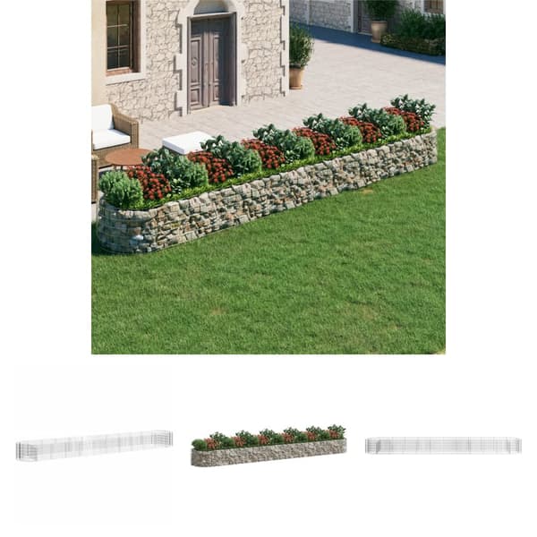 The Living Store Planteringsgabion galvaniserat järn 600x100x50 cm -  Krukor & odlingslådor