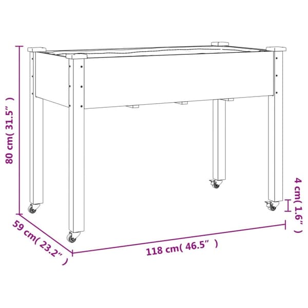 The Living Store plantekasse med foring 118x59x80 cm massivt fyrretræ brun - Plantekrukker