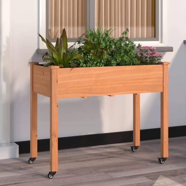 The Living Store plantekasse med foring 118x59x80 cm massivt fyrretræ brun - Plantekrukker