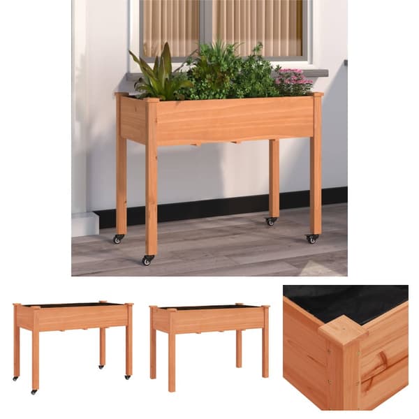 The Living Store plantekasse med foring 118x59x80 cm massivt fyrretræ brun - Plantekrukker