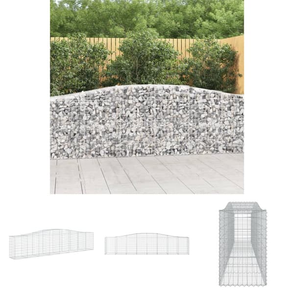 The Living Store buet gabionkurv 400x50x80/100 cm galvaniseret jern -  Plantekrukker