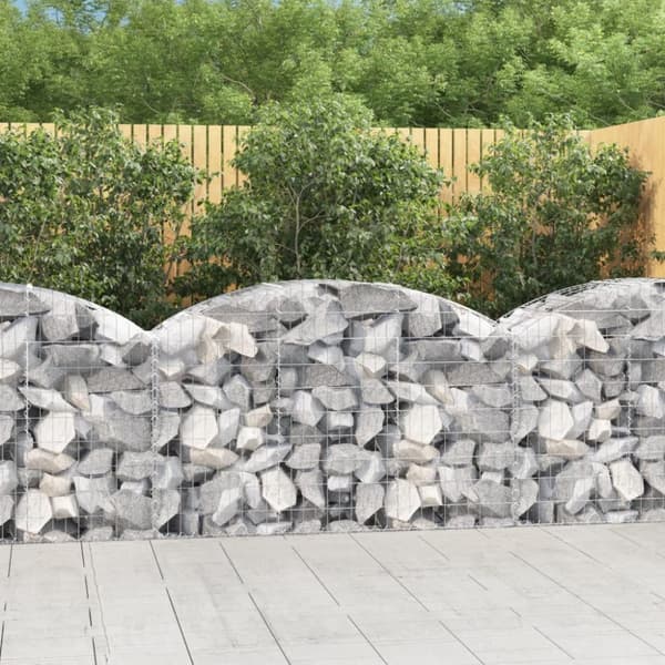 The Living Store buet gabionkurv 150x50x80/100 cm galvaniseret jern -  Plantekrukker