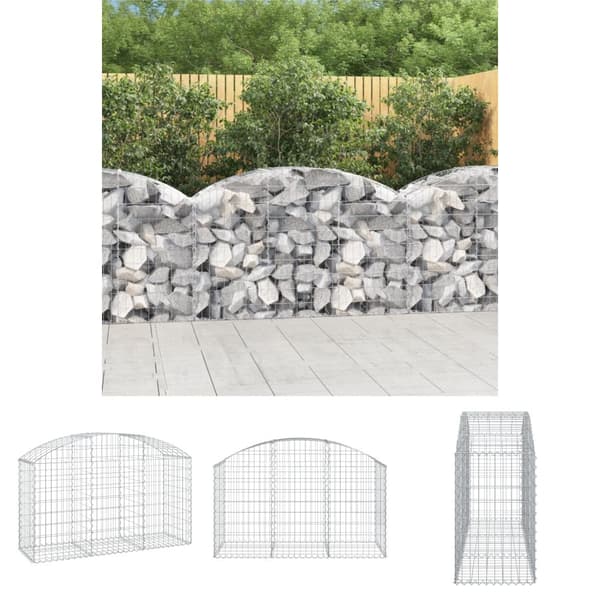 The Living Store Gabion bågformad 150x50x80/100 cm galvaniserat järn -  Krukor & odlingslådor
